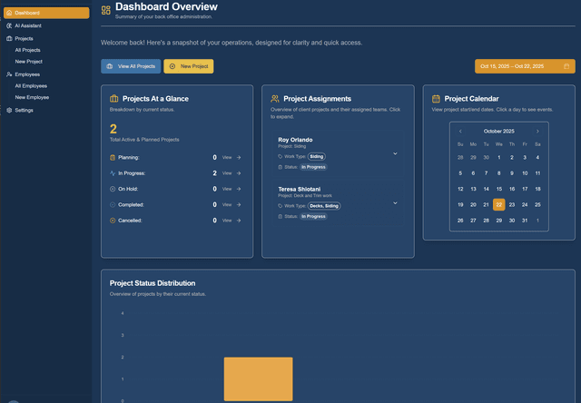 Project Management System Interface