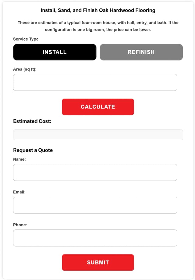 Hardwood Flooring Installation Estimator Application